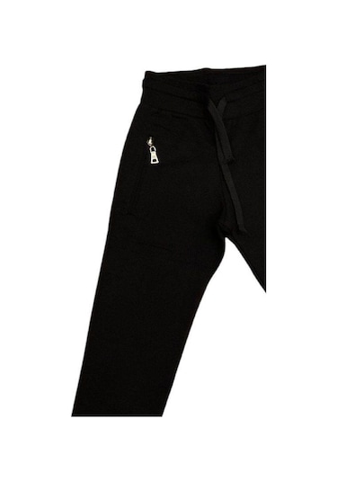 Çocuk Beli Paçası Lastikli Eşofman Alt-14846 Siyah