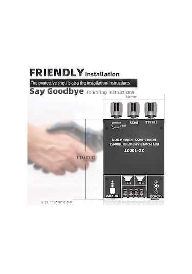 Zk-1002t Tiz Ve Bas Kontrollü Bt Ve Aux Girişli Amfi Kartı