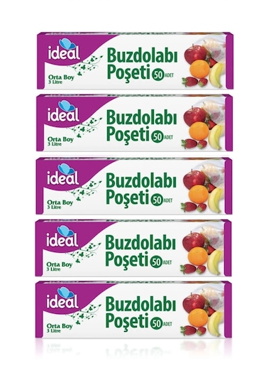 İdeal Buzdolabı Poşeti Orta Boy 5 x 50'li 24 x 33 CM