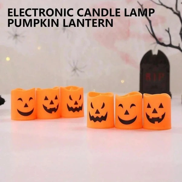 Gateesat 6 Adet Led Cadılar Bayramı Pil İle Çalışan Alevsiz Parlak Yüzlü Balkabağı Dekor Diğer