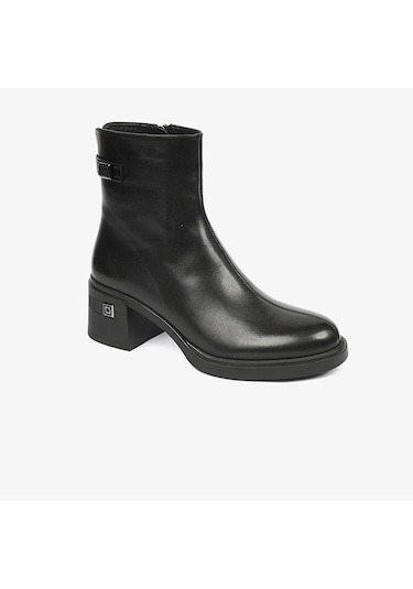 Greyder 59126 Kadın Siyah Hakiki Deri Topuklu Bot -659 Siyah