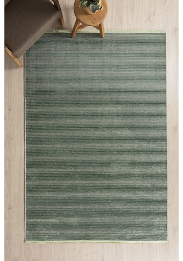 Koza Halı Stripe Yeşil Kilim Kaymaz Taban Salon Oturma Odası Antre Halısı 3 Yeşil