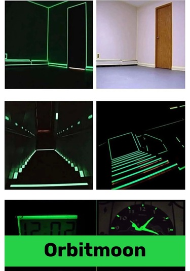 Premium Kendinden Yapışkanlı Fosforlu Karanlıkta Işık Veren Yeşil Şerit 4 Metre Reflektör Bant