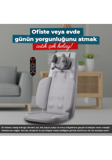 Rlx50 3d Shiatsu Masaj Koltuğu Isıtmalı, Titreşimli, Masaj Cihazı Gri