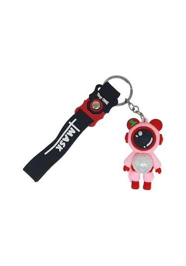 Figürlü Ve Işıklı Silikon Anahtarlık - Astronot - Pembe