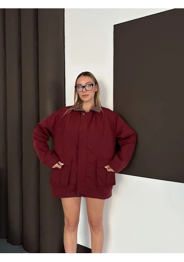 Astarlı Yaka Detaylı Artos Ceket Bordo St2651019 Bordo