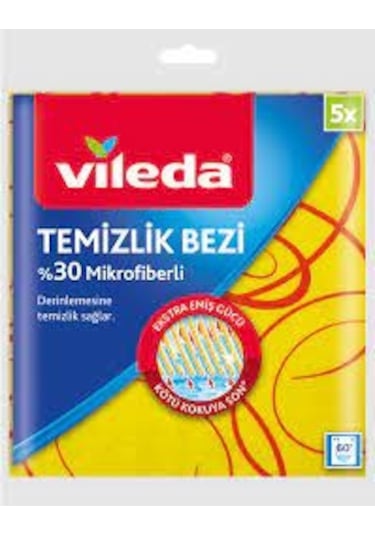 Vileda + %30 Mikrofiber Ekstra Emiş Gücü Temizlik Bezi 5'li
