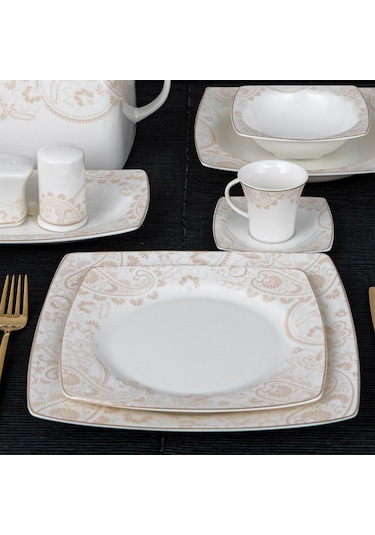 Güral Carolıne 85 Parça Kare Bone Yemek Takımı - 5907