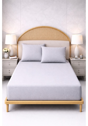 More Home Çift Kişilik Çarşaf Seti + Yastık Kılıfı Gri