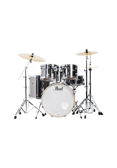 Pearl Exx725br/c21 Export Exx Smokey Chrome 5 Parça 22b/12t/13t/16f/14s Aksamlı Ve Zilli Akustik Davul Seti