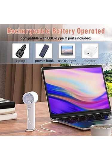 Ambition Pembe El Fan, 3 Hızlı Mini Taşınabilir Fan, Ultra