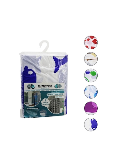 Çif Kanat Polyester Banyo Perdesi 2pcs X 180x110cm - 12 Halkalı
