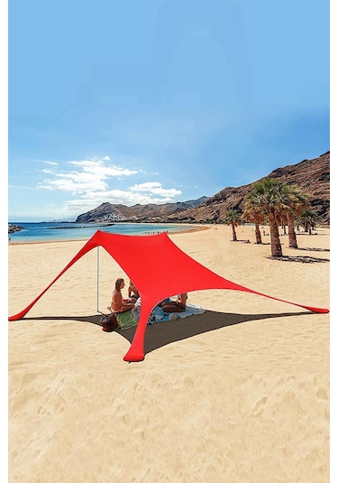 Bundera Markise Kırmızı Plaj Bahçe Gölgelik Tente 230 x 170 CM Kırmızı