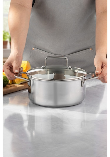 Emsan Pro Tri Ply Derin Tencere Çelik 24 Cm Gümüş