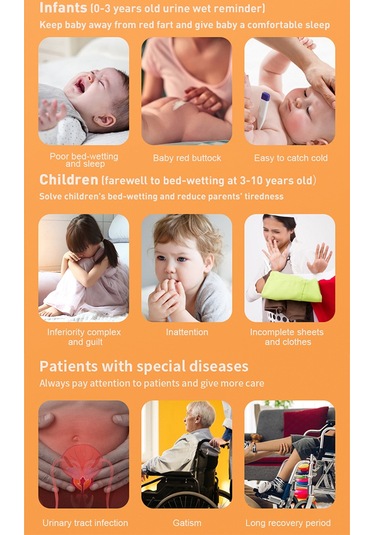 Lemestar Turuncu Çocuk Bez Nem Alarmı, 3 Alarm Modu Ses/titreşim/ses+titreşim , Manyetik Tutma, Type-c Şarj, 120 Saat Çalışma Süresi