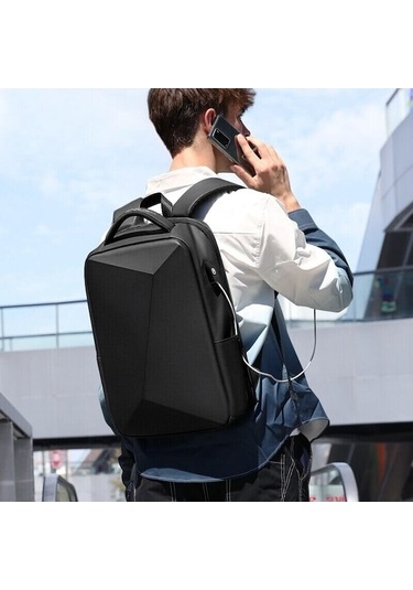 Xiaoguang Fenruien 15.6" Laptop Sırt Çantası Kilitli Ve Usb Şarj Siyah