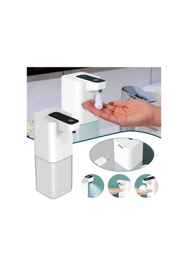 Otomatik Köpük Sabunluk Usb Şarjlı Temassız Dispenser 2 Beyaz