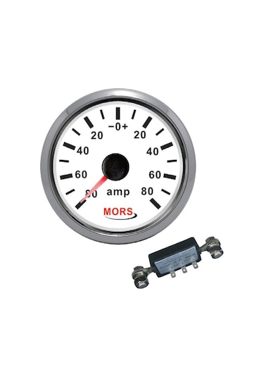 Mors Ampermetre 12-24 Volt Beyaz (Şönt Dahil) Beyaz