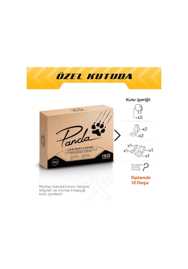 Panda Proline Serisi Jakar Kumaş Ticari Oto Koltuk Kılıfı Siyah - Gri