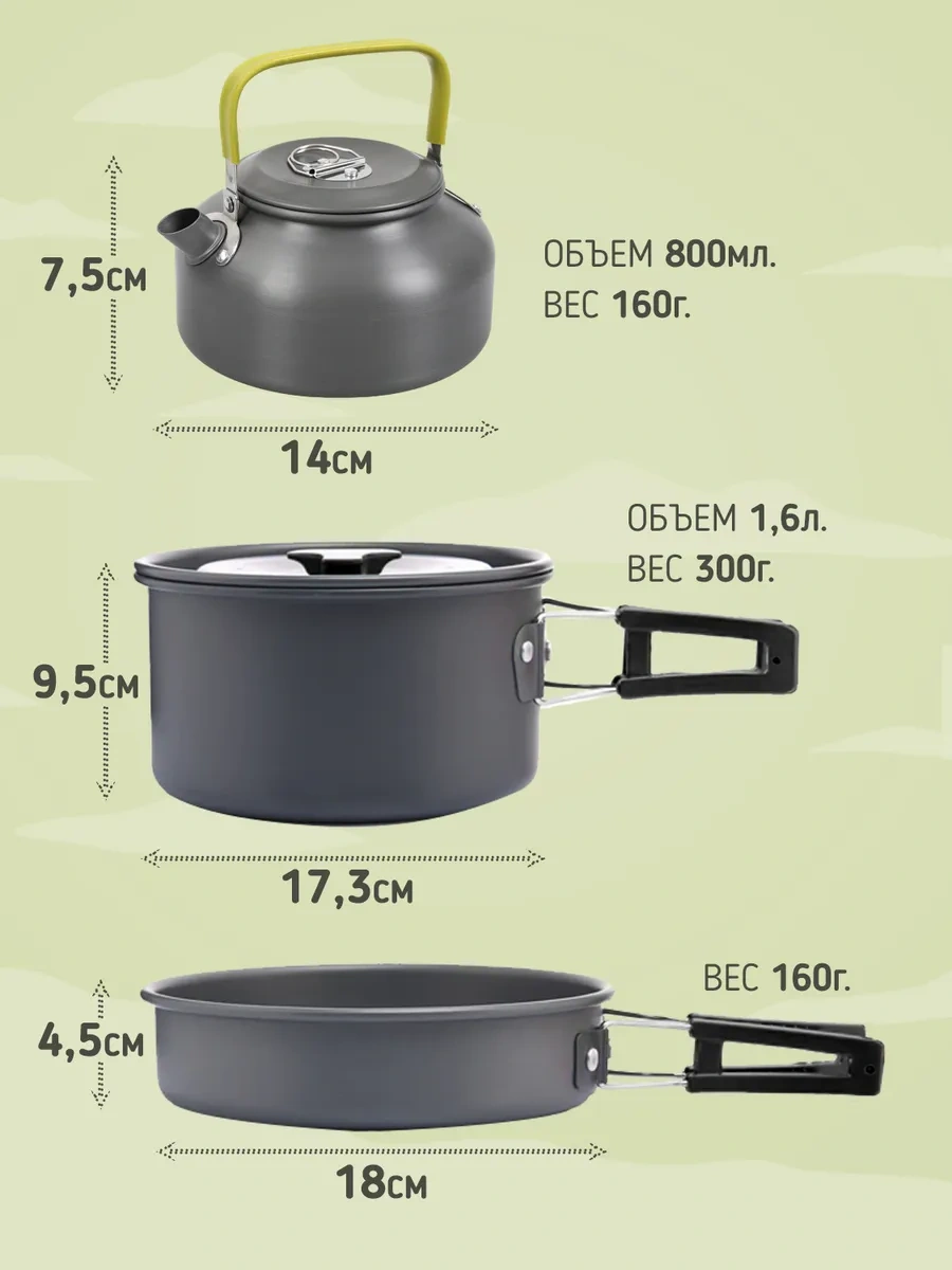 Widesea Kamp Ocağı Ve Çaydanlık İle Yemek Seti 446340385 Gri