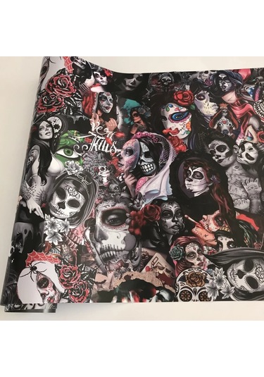 50x300 Cm Kendinden Yapışkanlı Araba Sticker Bomba Wrap Folyo Jdm Kafatası Graffiti Karikatür No 15 40cm X 152cm 1 Piece Set