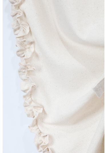 Naturel Potlu Perde Bohem Büzgü Bantlı Krem