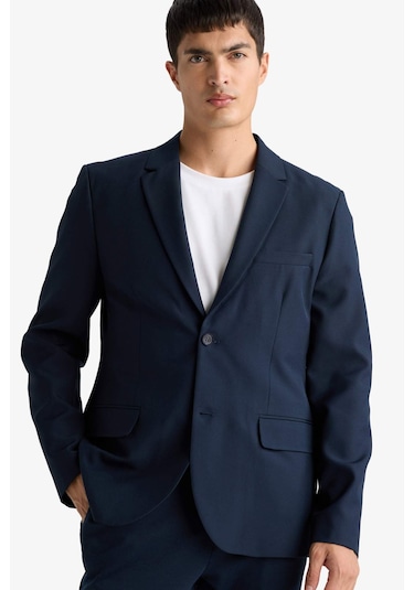 Defacto Slim Fit Dar Kesim Çapraz Dokuma Düğmeli Blazer Ceket F7232AX25AU