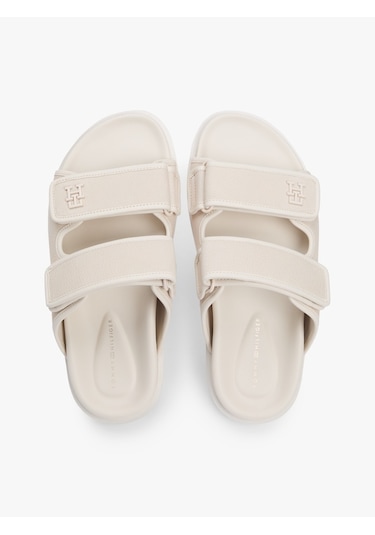 Tommy Hilfiger Double Strap Nubuck Sandal Kadın Bej Terlik - Fw0fw09298 Tommy Hilfiger Double Strap Nubuck Sandal Kadın Bej Terlik - Fw0fw09298