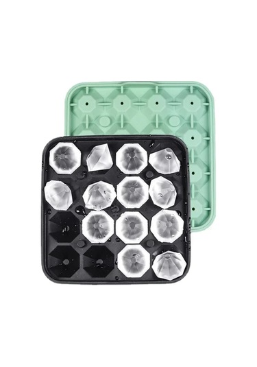 16 Izgara Elmas Buz Kalıbı Kalıp Kutusu Gıda Sınıfı Silikon Buz Siyah