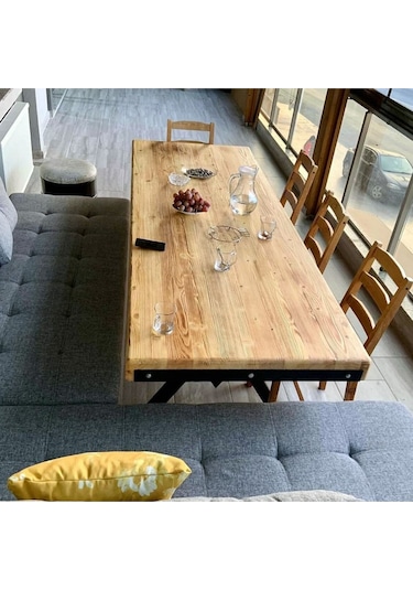 Doğal Ahşap Mutfak Masası-70-120-76 Cm Natürel