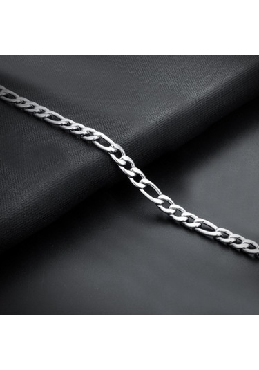 Chavin Figaro Model Yassı 70 CM 6 MM Uzun Çelik Erkek Zincir dm15 Gümüş