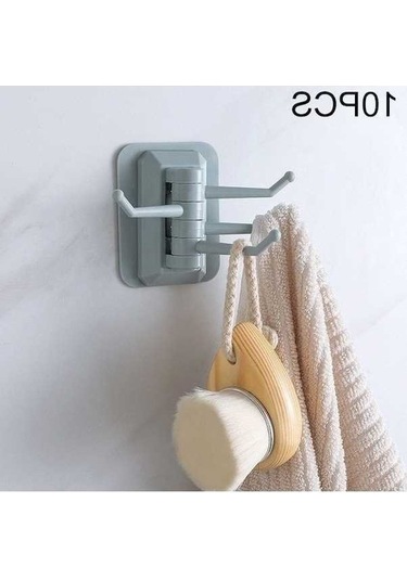 Tongxida Bosphorusboutique Viskon Rafı Mavi Kanca İzsiz Güçlü Fi Duvar Döner Deliksiz Banyo Seti 10 Adet Mavi Mavi