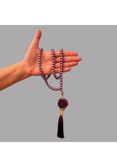 Uretti - Gül 4612 - El Yapımı Püsküllü İnci Tesbih 99'lu - Mor Mor