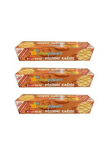 Niceplast Kesimsiz Yağlı Fırın Pişirme Kağıdı - 37 Cm. X 50 Metre - 3 Paket