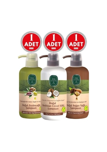 Eyüp Sabri Tuncer Argan Yağlı + Hindistan Cevizi Sütlü + Zeytinyağlı Şampuan 3 x 600 ML