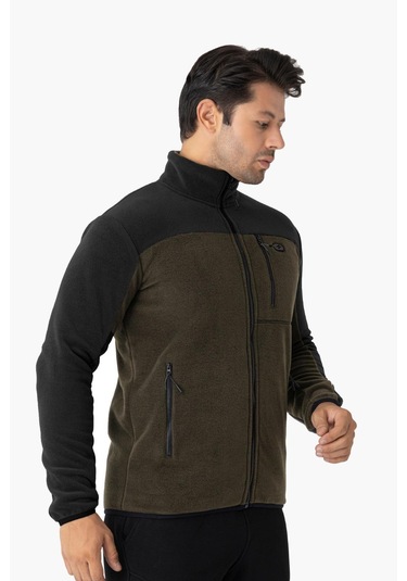 Erkek Tam Fermuarlı Polar Sweat Haki
