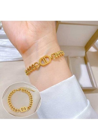 Dancemonkey Titanyum Çelik Hip Hop Bilezik Altın Moda Düzenli Tasarım Bilezik-gsl36 Altın
