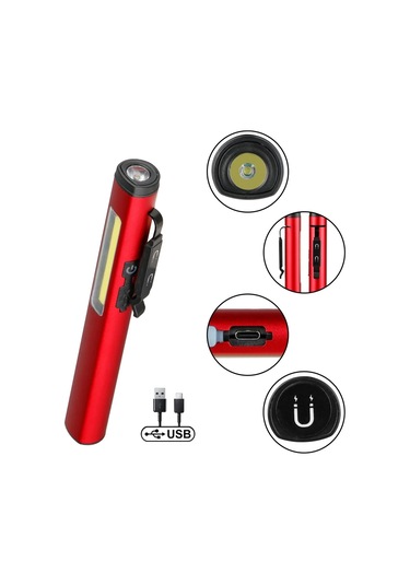 Şarjlı Mıknatıslı Çalışma Lambası Cep Feneri Wt-307-s Çok Renkli