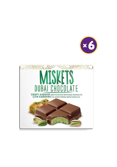 Sütlü Dubai Çikolatası 100 Gr X 6 Adet