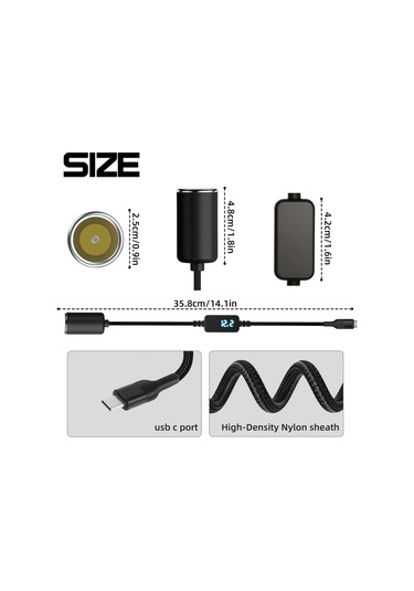 Honeybeeshop 1 Bilgisayar 1 Veya 2 Adet Usb C Erkek 12v Sigara Çakmak Adaptörü Hızlı 18w Şarj Kompakt Araç Güç Dönüştürücü Kablosu Dash Cam Led Işıklar Gps İçin