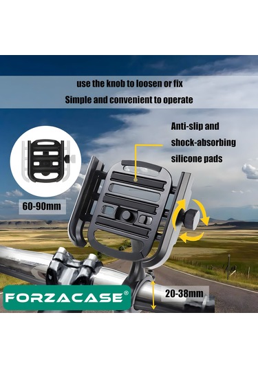 Bisiklet Motor Scooter Gidon Montaj Metal Telefon Tutucu Fc686 Siyah