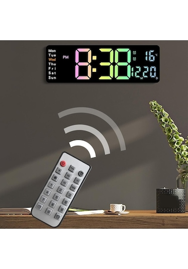 Didadodo Suntek Dijital Duvar Saati Sıcaklık Ve Tarih Hafta, Saatölçer Siyah