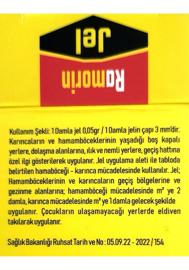 Ramorin Jel Hamam Böceği Karınca Mücadelesi Hazır Damla Yem 20 G