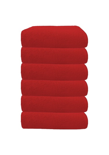 6 Lı Premium %100 Pamuklu Kuaför & Berber Saç Havlusu 50x90 Cm Kırmızı