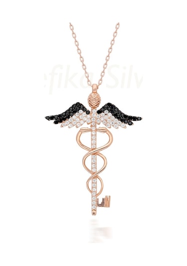 Kuyumcudukkani "tıp Sembolu"taşlı Kolye-20654-r-mıx Rose Gold
