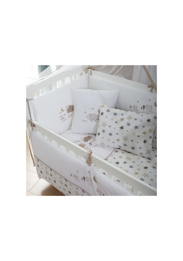 Meltem Kids Kuzu Nakışlı Pamuklu Bebek Uyku Seti 60 x 120 CM Ekru