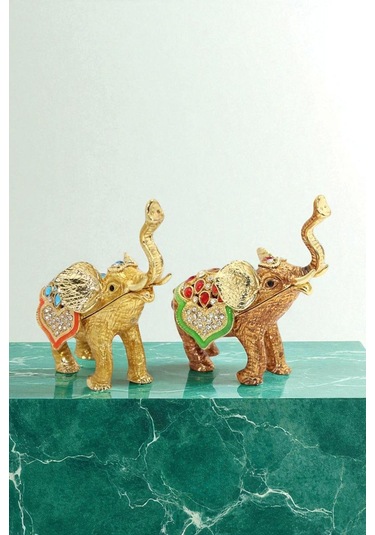 Kristal Taşlı Tekli Fil Figürü