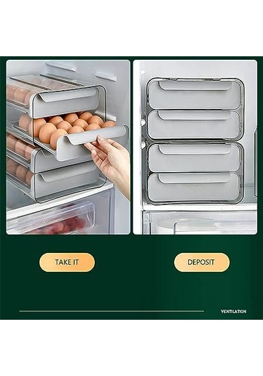 Gajeena 32'lik Plastik Yumurta Saklama Kabı, Soğuk Tutma, Kırılmaz, Mutfak Ve Buzdolabı İçin, Koyu Gri, 23.5x21.5x13.5 Cm Diğer