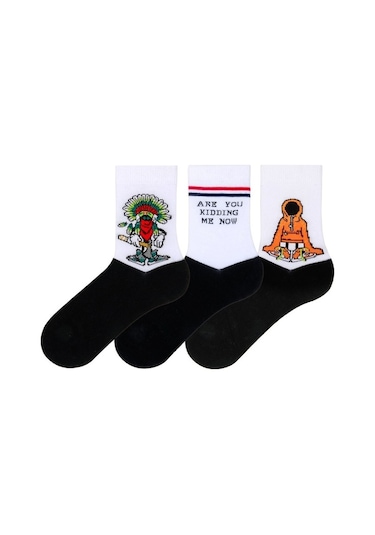Brz Kids Hayalet Desenli Erkek Çocuk Çorabı 3Lü Set