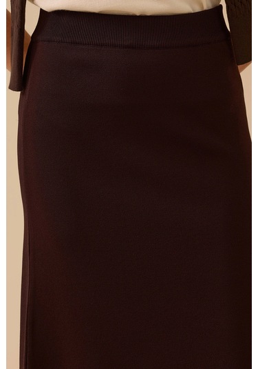 Seçil Kadın Düz Kesim Triko Etek 1013 Kahverengi Kahverengi